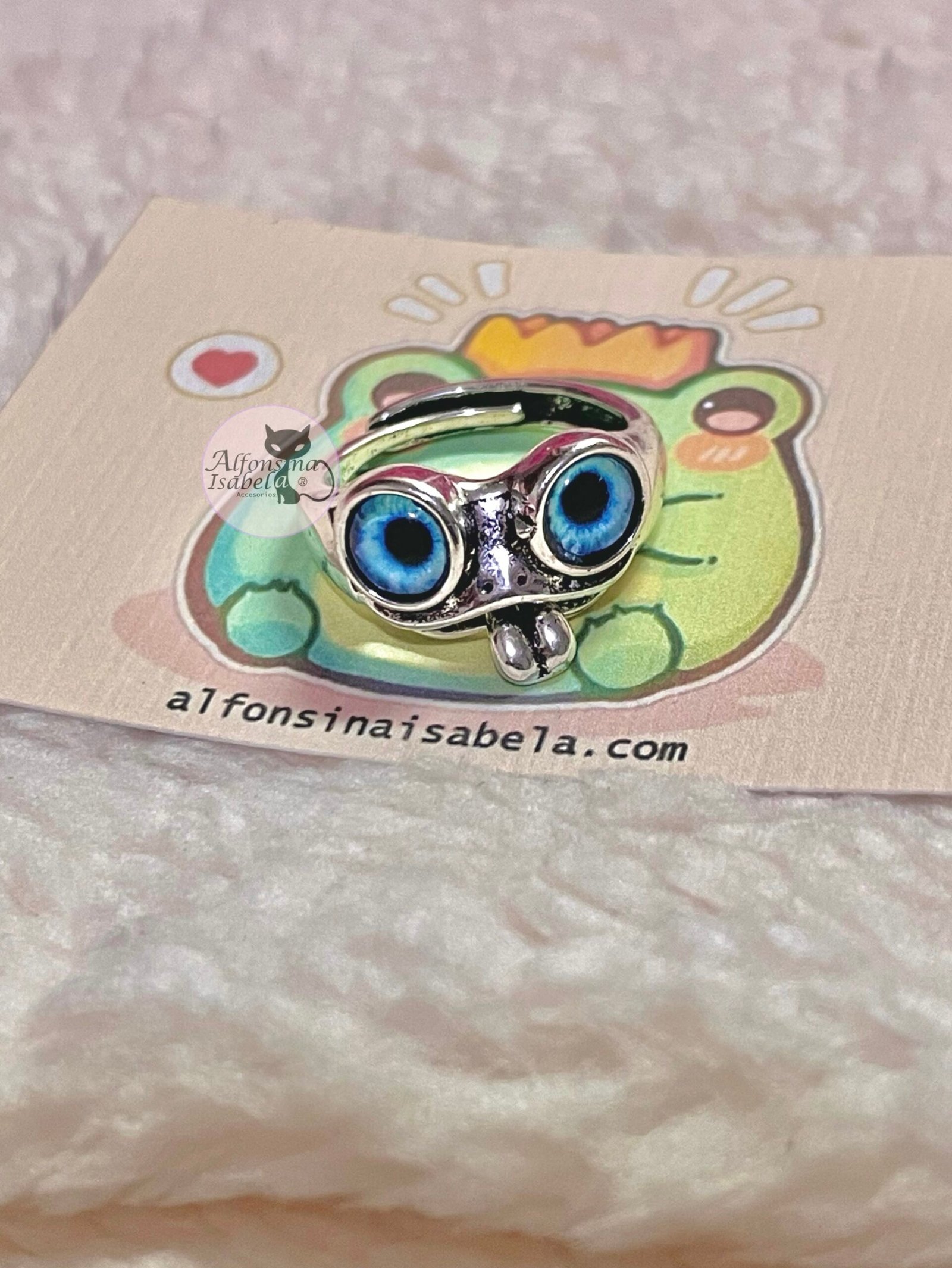Anillo Sapito Ojitos grandes azules - Imagen 2