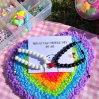 Pulseras Piedra corazón rojo